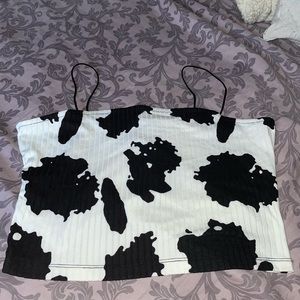 Cow print cropped tank top